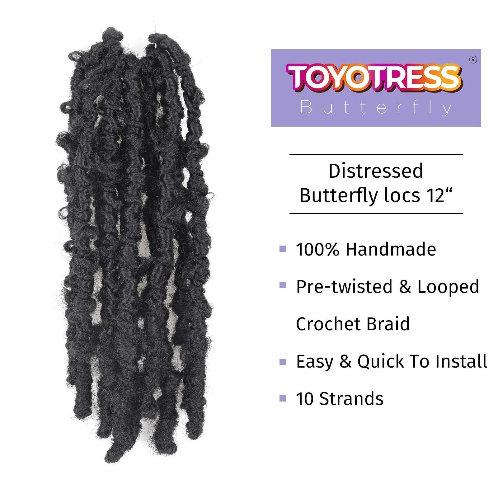 Toyotress Distressed Butterfly Locs Pre-twisted Distressed Synthetic Crochet Hair